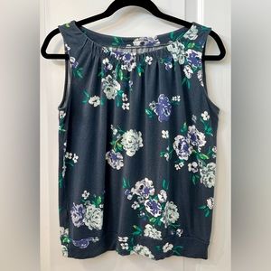 LOFT floral tank/shell in blues and greens; Size Medium.